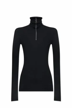 JIL SANDER+ CZARNY Top ze stójką