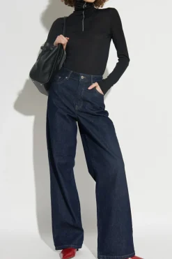 JIL SANDER+ CZARNY Top ze stójką