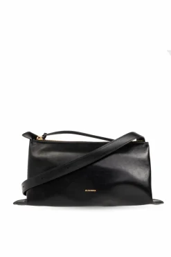 JIL SANDER CZARNY Torba na ramię z logo ‘Empire’