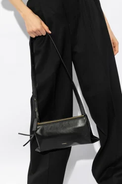 JIL SANDER CZARNY Torba na ramię z logo ‘Empire’