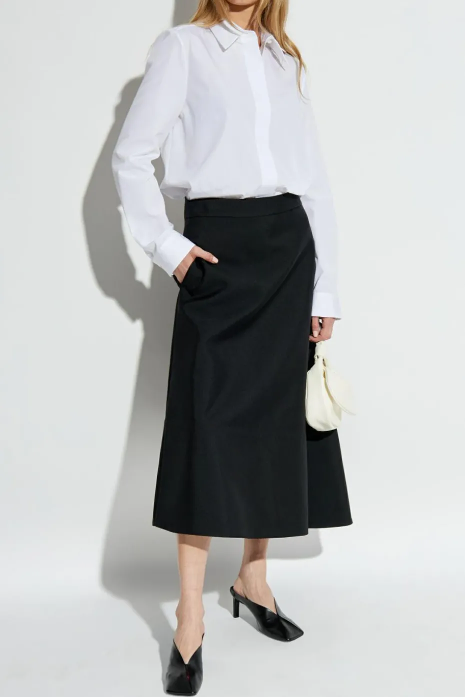 JIL SANDER CZARNY Trapezowa spódnica