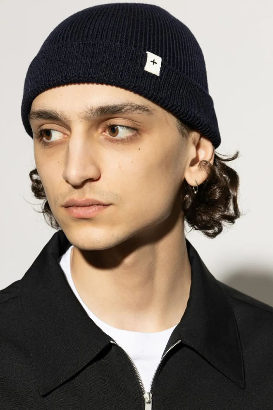 JIL SANDER+ CZARNY Wełniana czapka