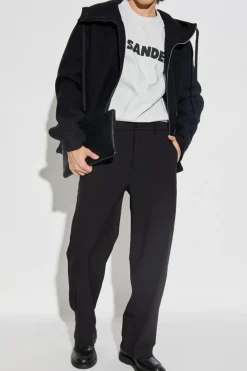 JIL SANDER CZARNY Wełniana kurtka
