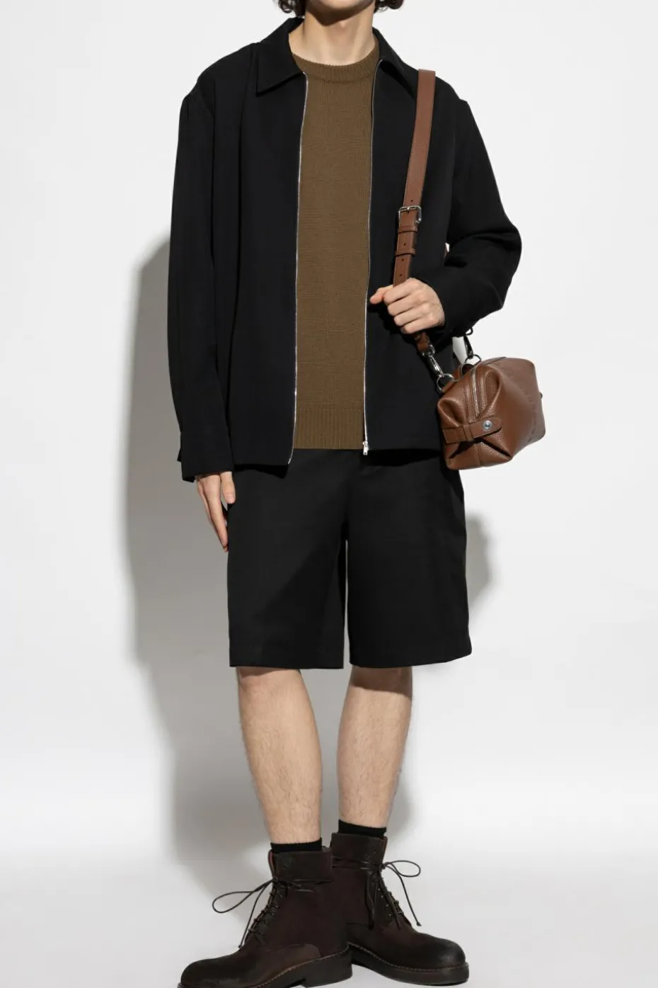 JIL SANDER CZARNY Wełniana kurtka