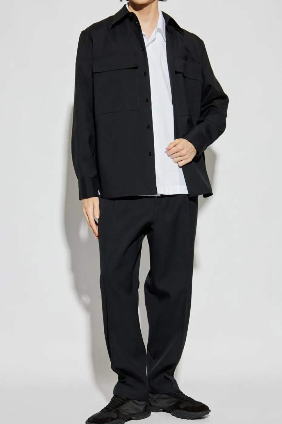JIL SANDER CZARNY Wełniane spodnie
