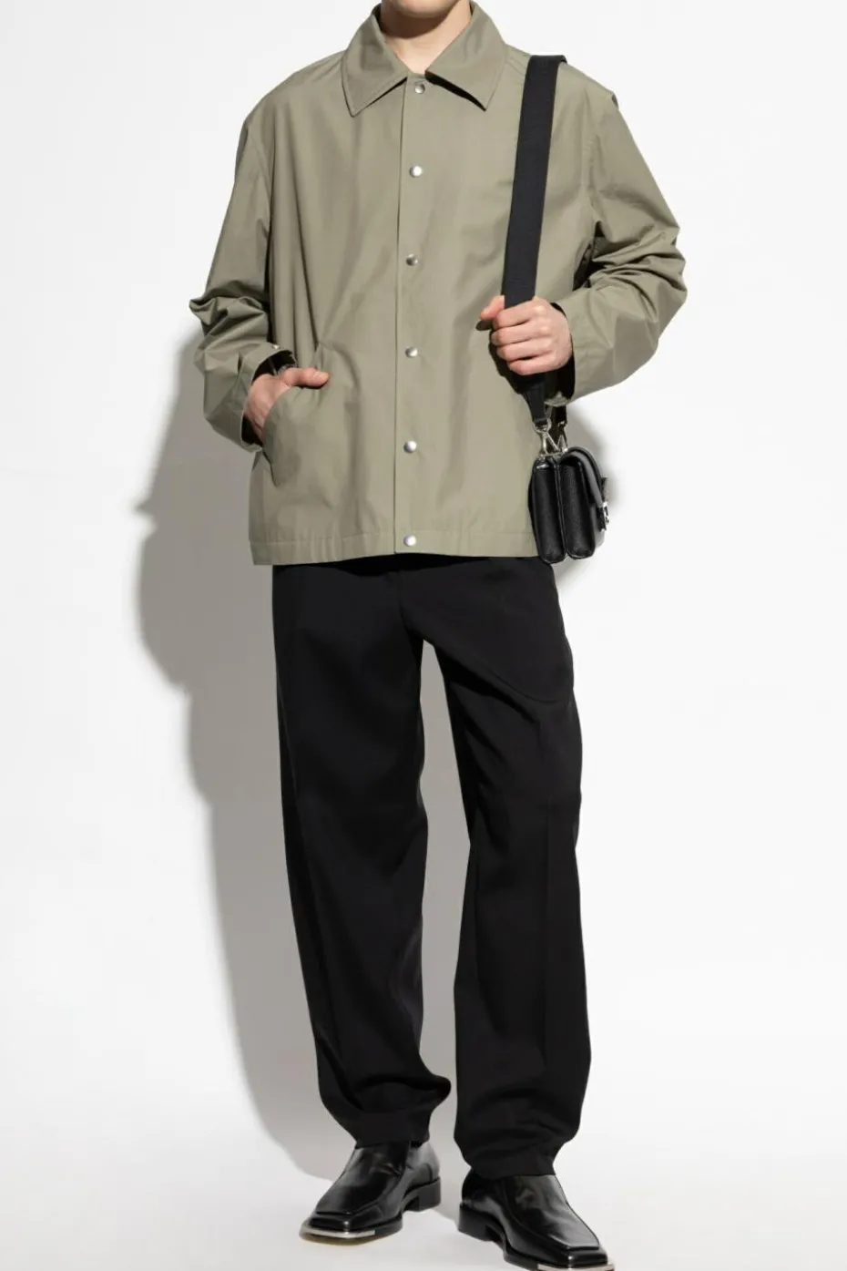 JIL SANDER CZARNY Wełniane spodnie