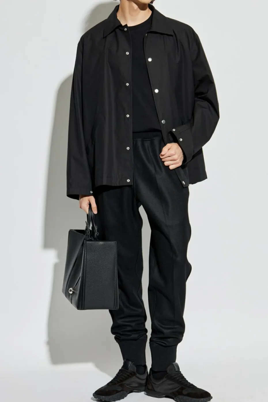 JIL SANDER CZARNY Wełniane spodnie