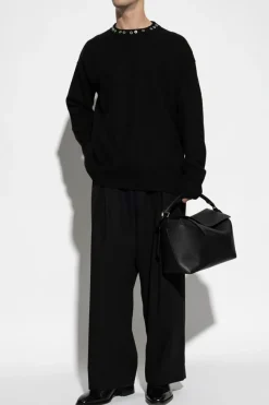 JIL SANDER CZARNY Wełniany sweter
