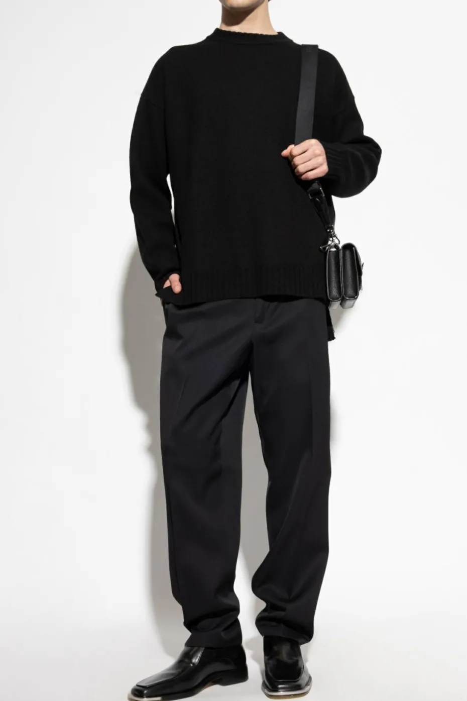 JIL SANDER CZARNY Wełniany sweter