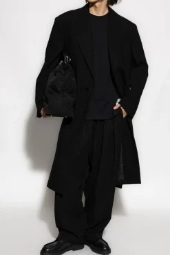 JIL SANDER CZARNY Wełniany płaszcz