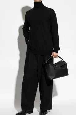 JIL SANDER CZARNY Wełniany golf
