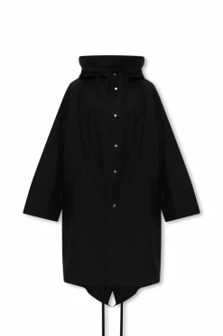 JIL SANDER CZARNY Wodoodporna parka z logo