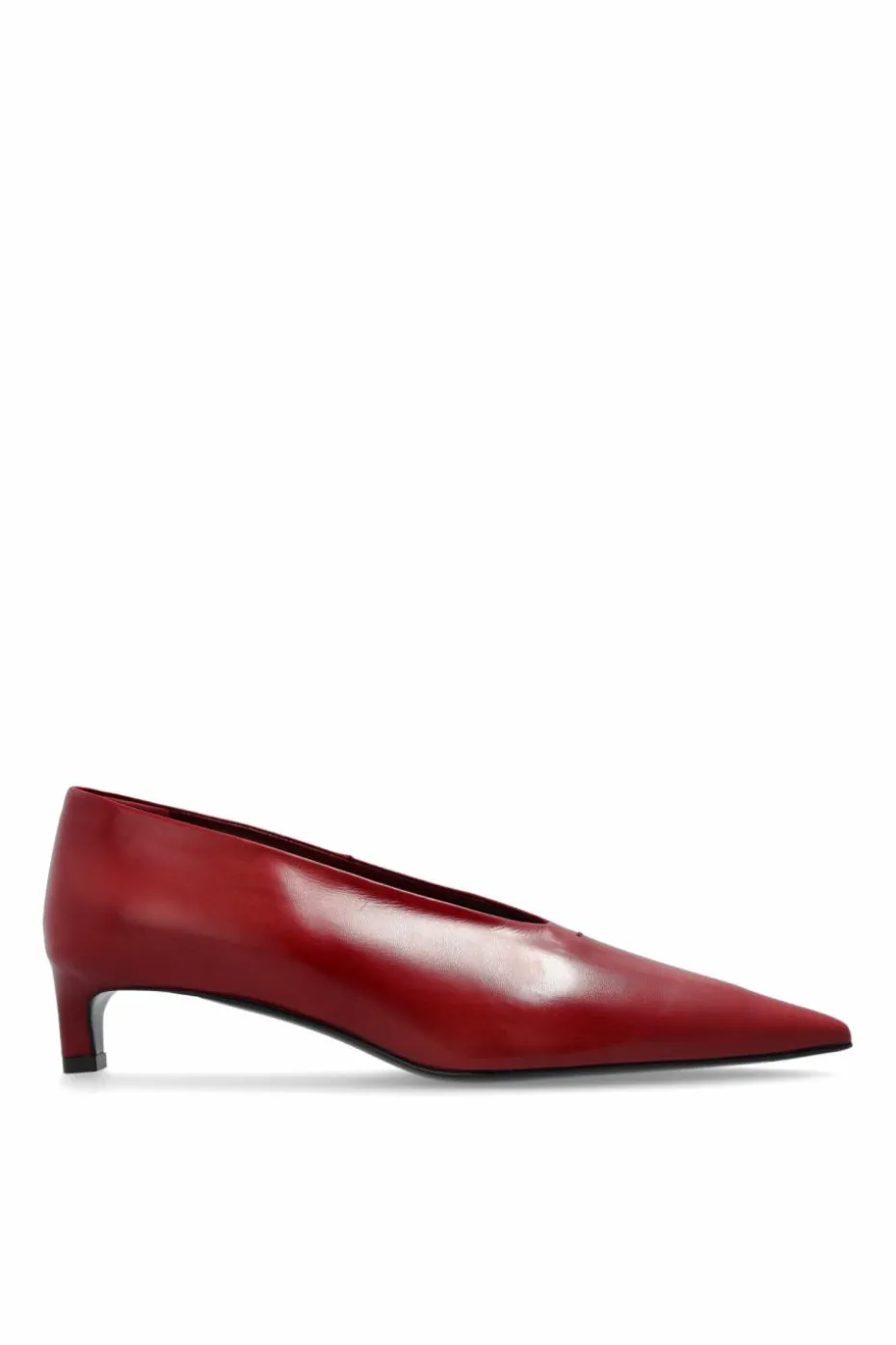 JIL SANDER CZERWONY Skórzane buty na obcasie
