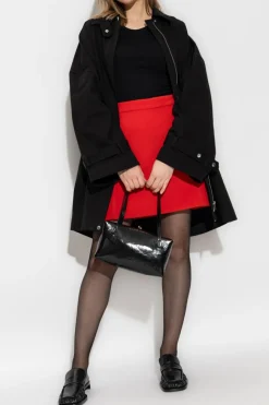 JIL SANDER CZERWONY Wełniana spódnica