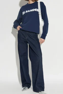 JIL SANDER GRANATOWY Bluza z logo