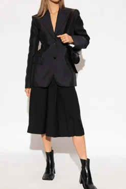 JIL SANDER+ GRANATOWY Jednorzędowa marynarka