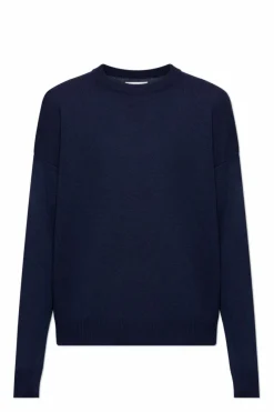 JIL SANDER GRANATOWY Kaszmirowy sweter