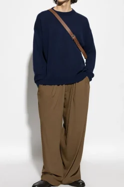 JIL SANDER GRANATOWY Kaszmirowy sweter