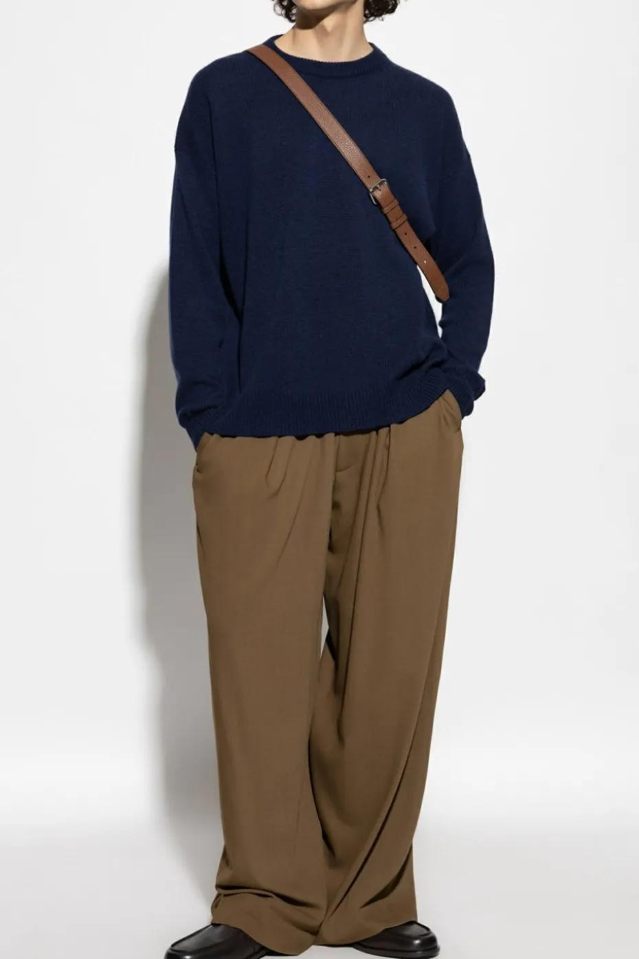 JIL SANDER GRANATOWY Kaszmirowy sweter