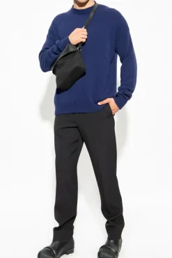JIL SANDER GRANATOWY Kaszmirowy sweter