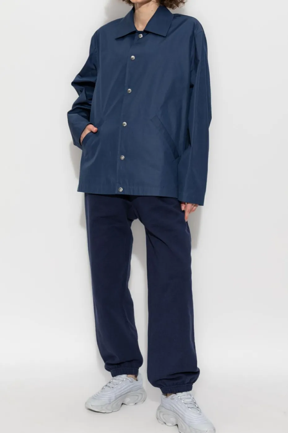 JIL SANDER GRANATOWY Kurtka z kołnierzem
