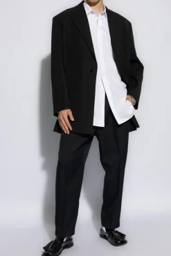 JIL SANDER GRANATOWY Spodnie z kieszeniami