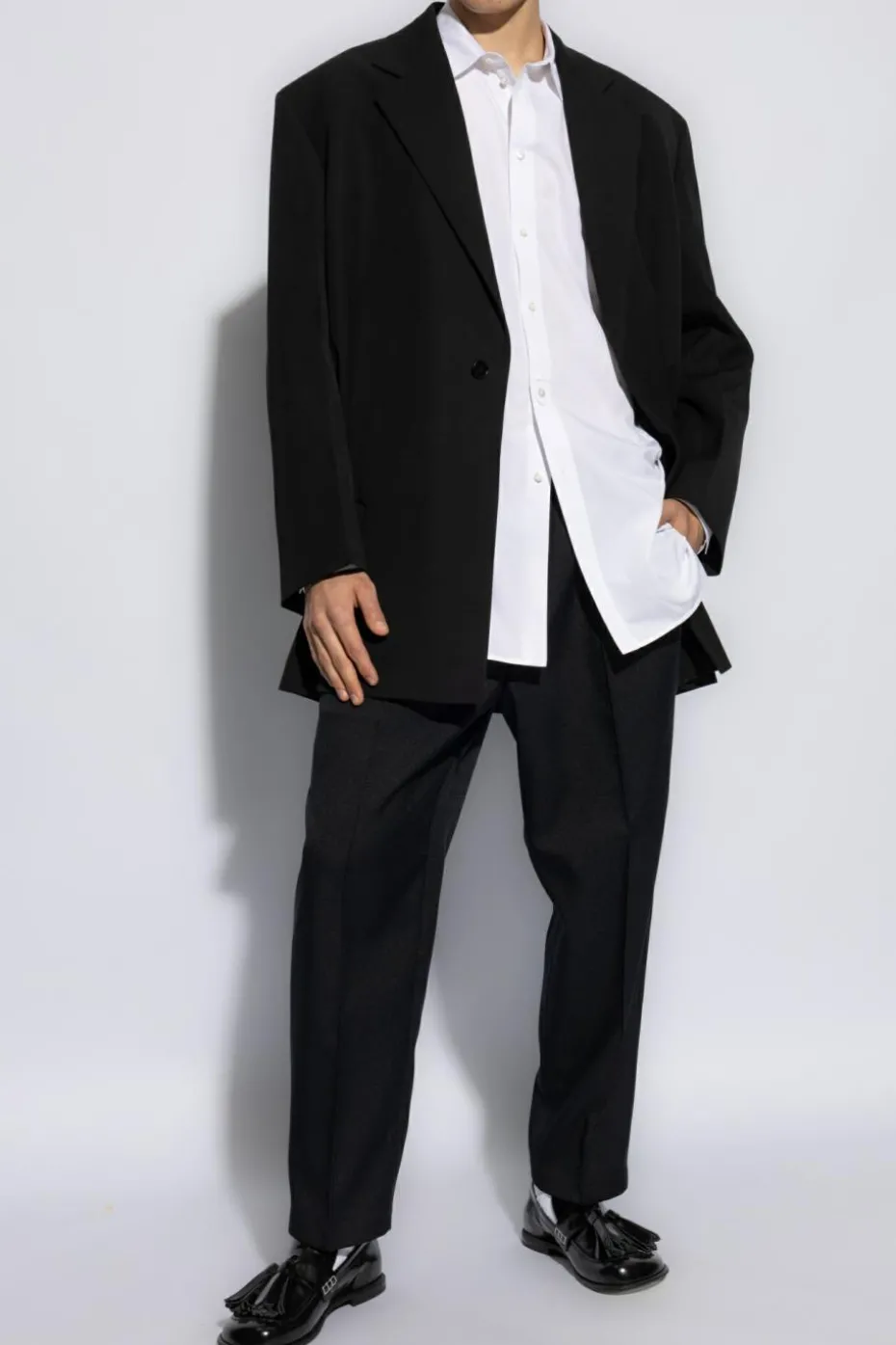 JIL SANDER GRANATOWY Spodnie z kieszeniami