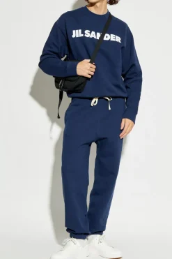 JIL SANDER GRANATOWY Spodnie dresowe
