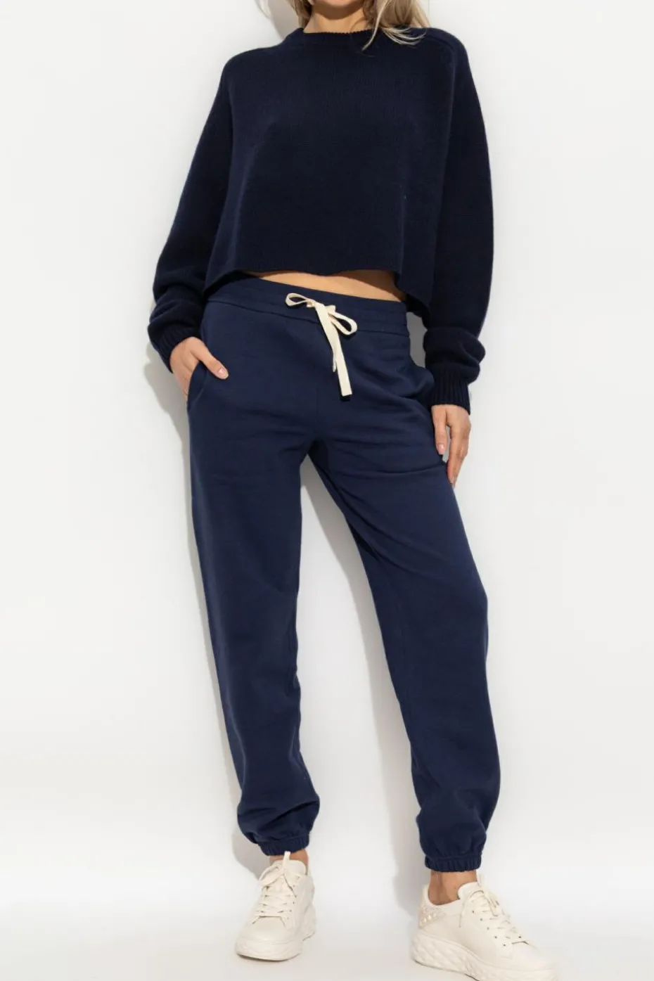 JIL SANDER GRANATOWY Spodnie dresowe