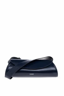 JIL SANDER GRANATOWY Torba na ramię `Cannolo`