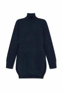 JIL SANDER GRANATOWY Wełniany golf