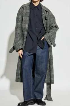JIL SANDER GRANATOWY Wełniana koszula