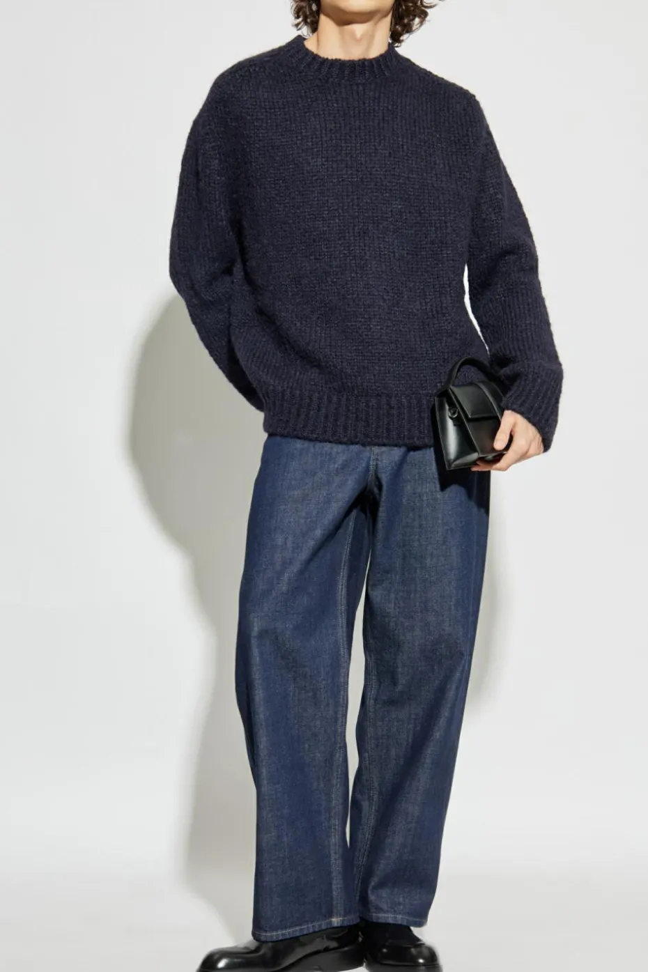 JIL SANDER+ GRANATOWY Wełniany sweter