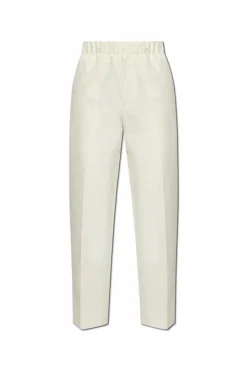 JIL SANDER kremowy Spodnie w kant