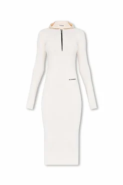JIL SANDER+ kremowy Sukienka z kapturem