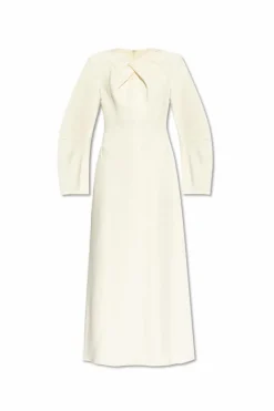 JIL SANDER kremowy Sukienka z drapowaniem