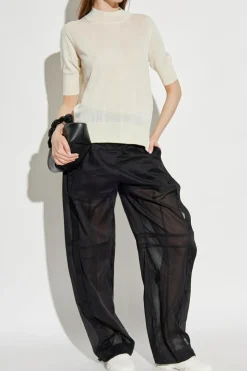 JIL SANDER kremowy Sweter ze stójką
