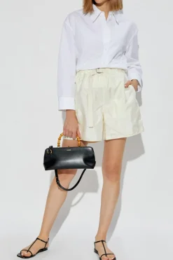 JIL SANDER+ kremowy Szorty z jedwabnym wykończeniem