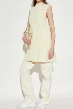 JIL SANDER kremowy Wełniana kamizelka