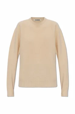 JIL SANDER kremowy Wełniany sweter
