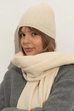 JIL SANDER kremowy Wełniana czapka
