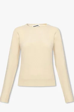 JIL SANDER kremowy Wełniany sweter