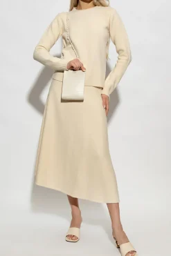 JIL SANDER kremowy Wełniany sweter