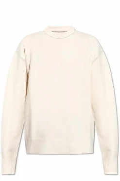 JIL SANDER kremowy Wełniany sweter