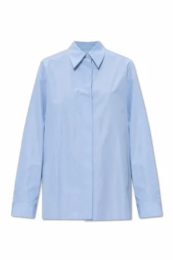 JIL SANDER NIEBIESKI Koszula ze wzorem w pasy