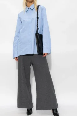 JIL SANDER NIEBIESKI Koszula ze wzorem w pasy