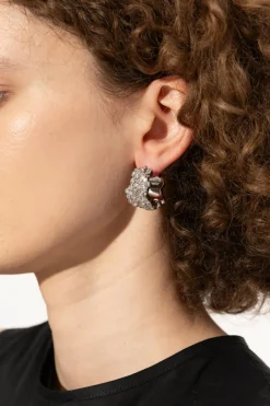 JIL SANDER SREBRNY Mosiężne kolczyki