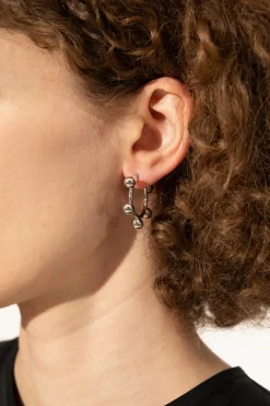 JIL SANDER SREBRNY Mosiężne kolczyki