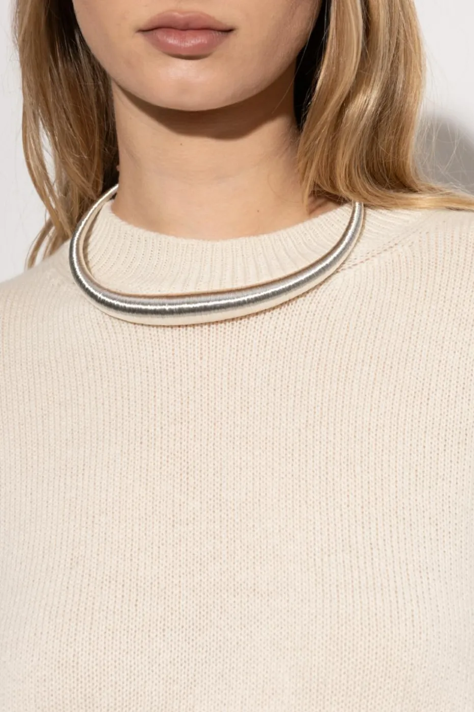 JIL SANDER SREBRNY Naszyjnik z dekoracyjnym wykończeniem