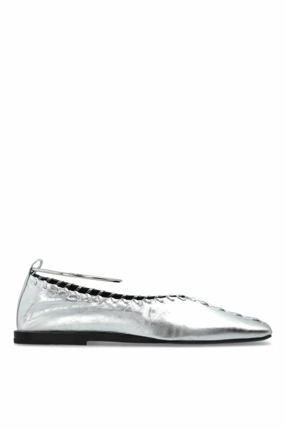 JIL SANDER SREBRNY Skórzane buty